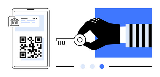 secure digital access with qr code and key concept vector image
