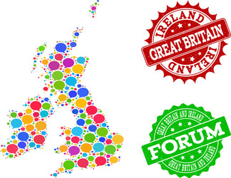 social network map of great britain and ireland vector image