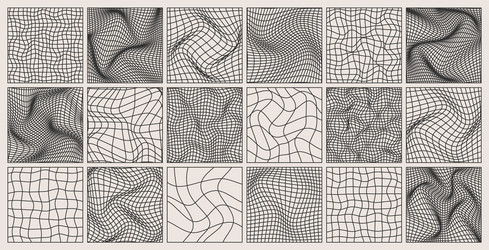 wireframe shapes lined perspective mesh 3d grid vector image