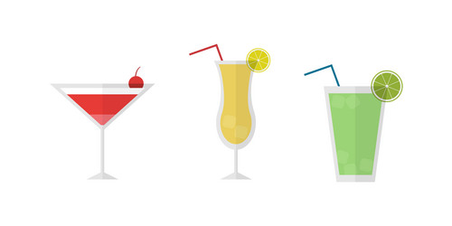 cocktail design party bar drink concept in flat vector