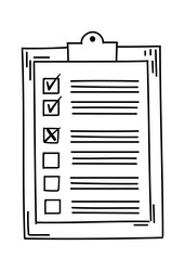 hand drawn clipboard displaying a checklist vector image