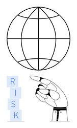 robotic hand pointing at risk blocks beneath vector image