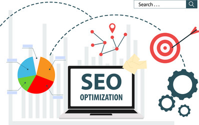 seo optimization flat web analytics vector