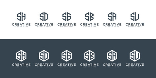 Sd logo monogram with slash style design template Vector Image
