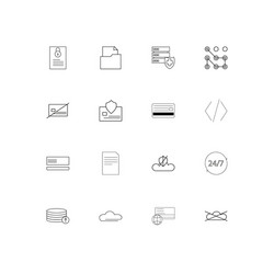 Cyber security linear thin icons set outlined vector