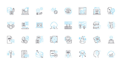data management linear icons set database vector image