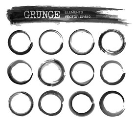 Grunge Black Ink Circle Set Vector Image