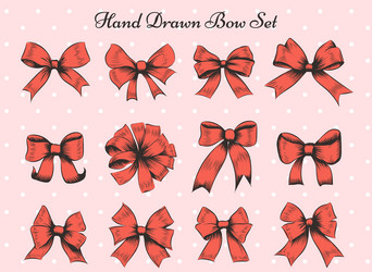 Set of bow hand drawn of ribbons Royalty Free Vector Image