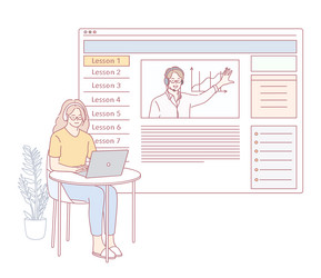 join an online learning session with interactive vector image