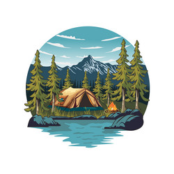 Lake Camping Landscape Logo Vector Image