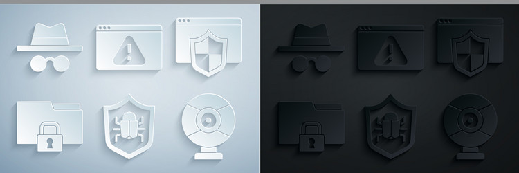 set system bug browser with shield folder vector image