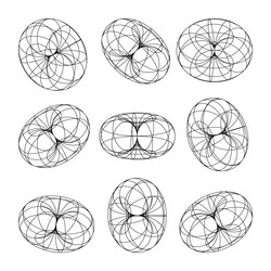wireframe shapes lined torus perspective mesh vector image