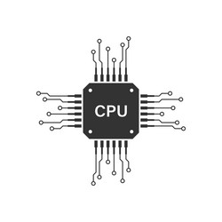 Cpu for computer and smartphone icon in flat vector