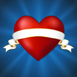 Heart with a ribbon on dark blue background vector