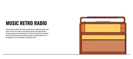 old radio modern flat in continuous vector