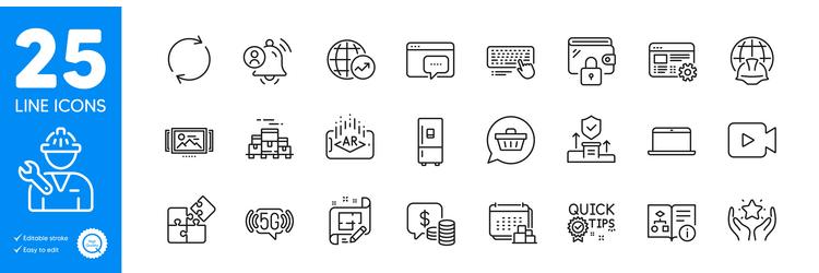 Outline icons set web settings augmented reality vector