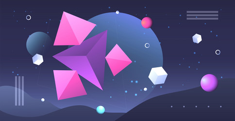 Abstract planets on a background of wireframe vector