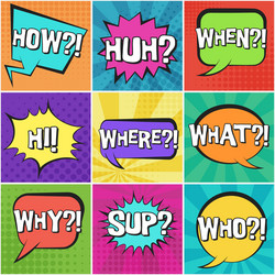 Big set of retro speech bubbles with questions vector