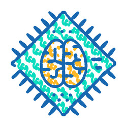 brain microchip artificial intelligence icon vector image