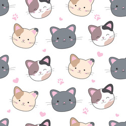 cat and heart seamless pattern vector