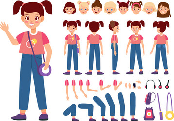 Child constructor happy girl with additional body vector
