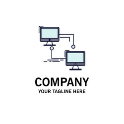 local lan connection sync computer flat color icon vector image