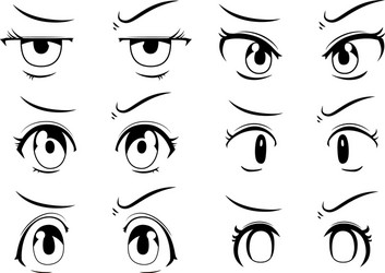 monochrome cute anime-style eyes vector