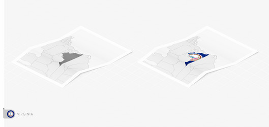 Set of two realistic map virginia with shadow vector