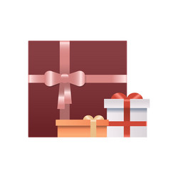 Wrapped gift box with bow and ribbon present vector