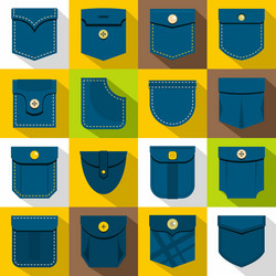 Pocket types icons set flat style vector