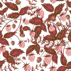 raspberries seamless pattern with pink raspberry vector