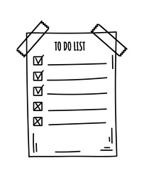 simple line drawing of a to do list with some vector image