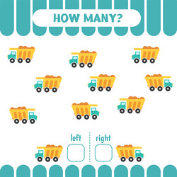 worksheet for kids to learn left and right count vector image
