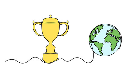 abstract color cup globe as continuous lines vector image