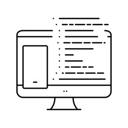 coding phone application on computer line icon vector image
