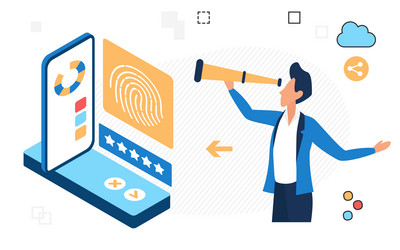 data access security finger authentication process vector