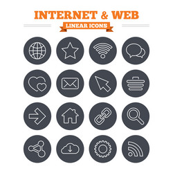 Internet and web linear icons set thin outline vector