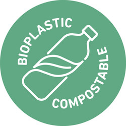 100 bioplastic biodegradable compostable line icon vector