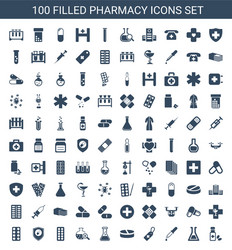 100 pharmacy icons vector