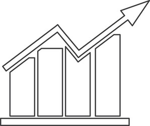 Bar graph with arrow icon vector