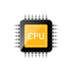 Cpu for computer and smartphone icon in flat vector