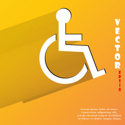 Disabled flat modern web button with long shadow vector