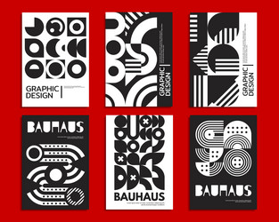 monochrome geometric bauhaus pattern posters vector