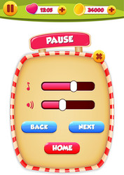 pause menu scene pop up with sound music vector