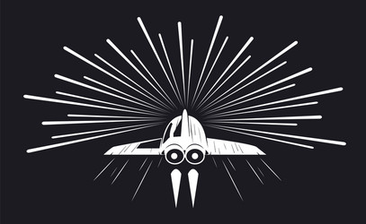 Retro Spaceship in Space vector image