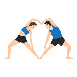 Young couple doing acro yoga exercise sit Vector Image