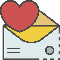email heart inbox icon color outline vector image