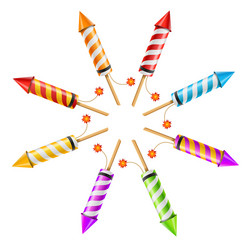fireworks rocket set in the form of a circle vector image