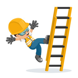 Worker has a fall from ladder in an accident Vector Image