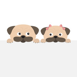 Pug dog mops set boy and girl cute cartoon vector